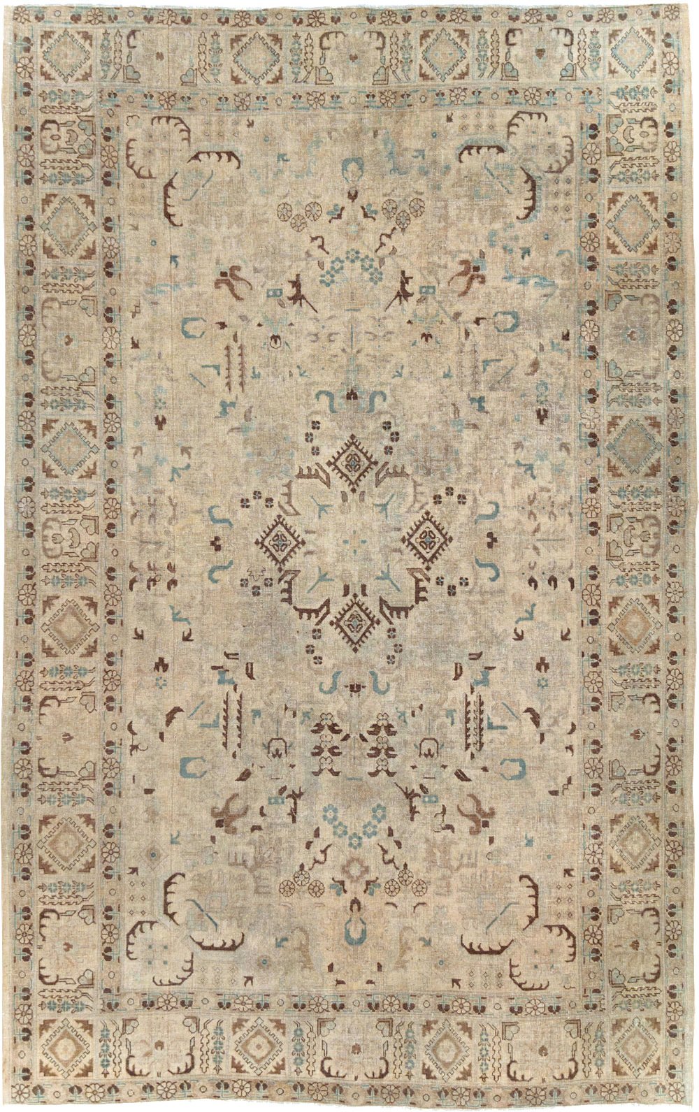Vintage Persian Tabriz Accent Carpet, No.25867 - Gsblank