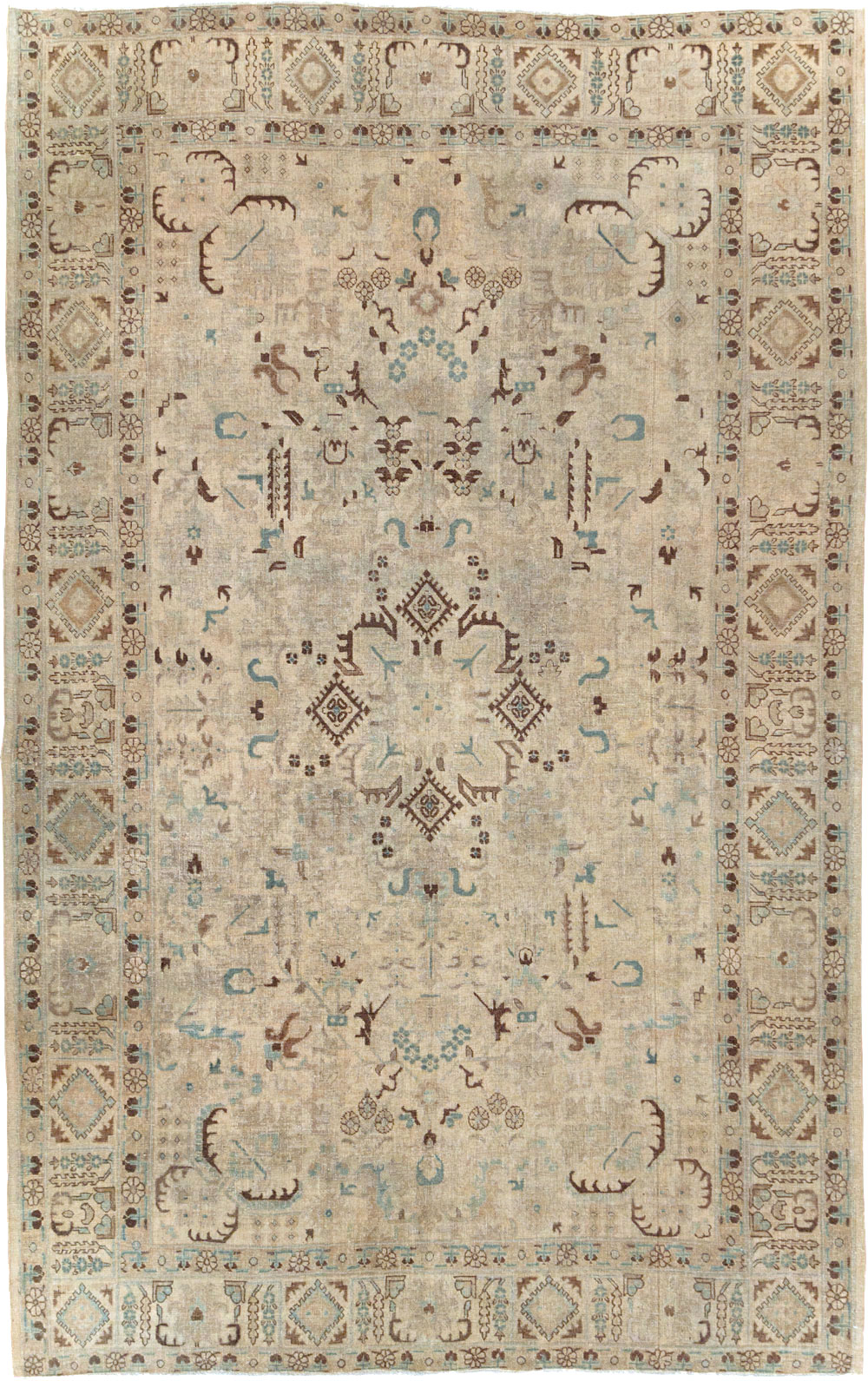 Vintage Persian Tabriz Accent Carpet, No.25867 - Gsblank