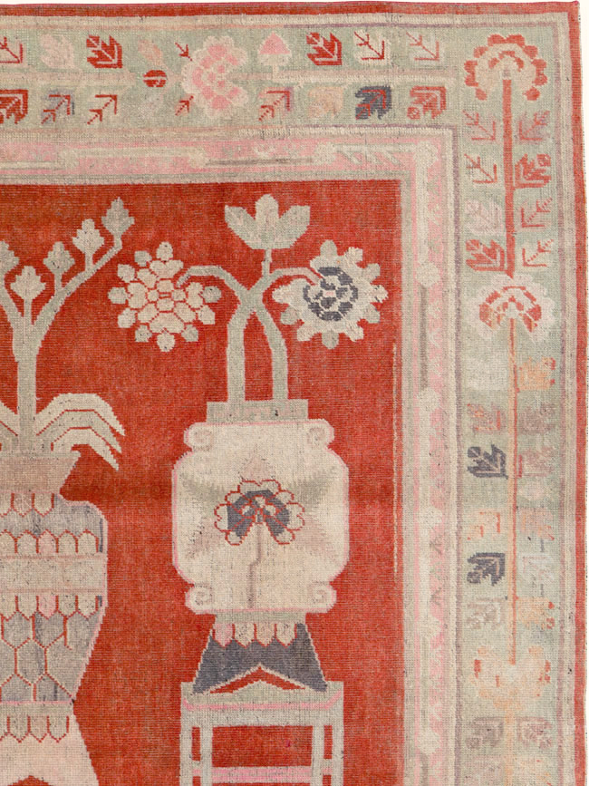 Vintage East Turkestan Khotan Pictorial Rug, No.25881 - Gsblank