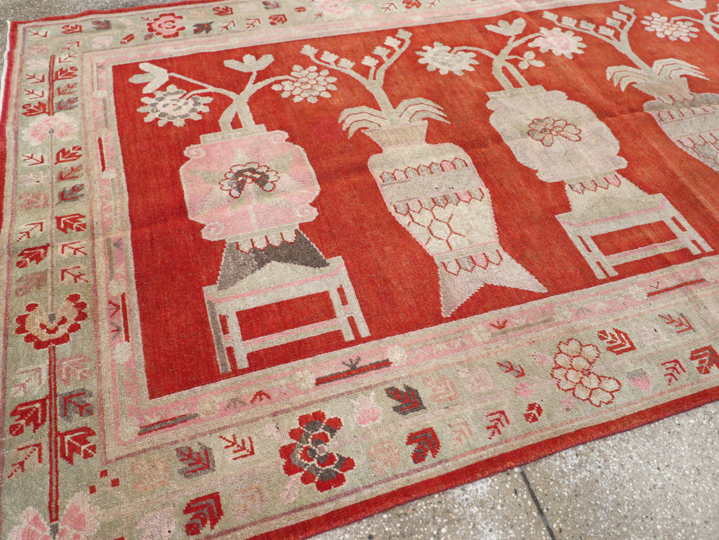 Vintage East Turkestan Khotan Pictorial Rug, No.25881 - Gsblank