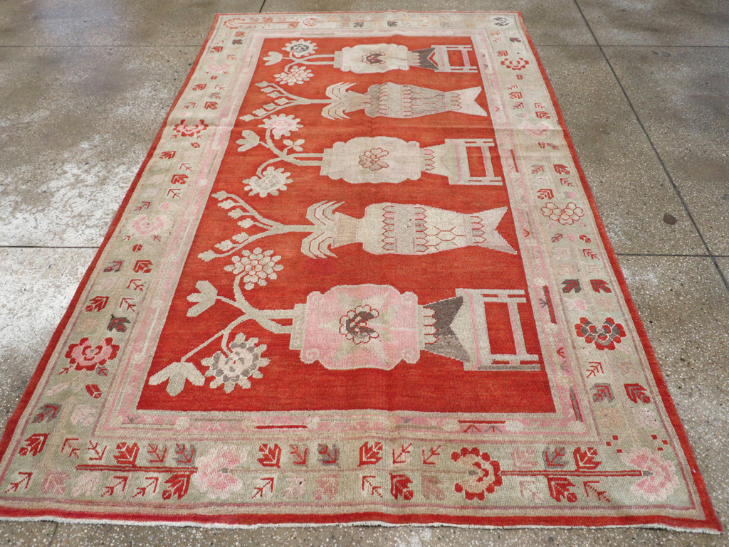 Vintage East Turkestan Khotan Pictorial Rug, No.25881 - Gsblank