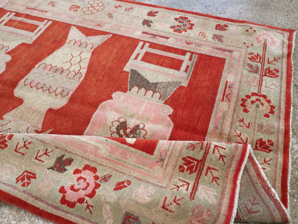 Vintage East Turkestan Khotan Pictorial Rug, No.25881 - Gsblank