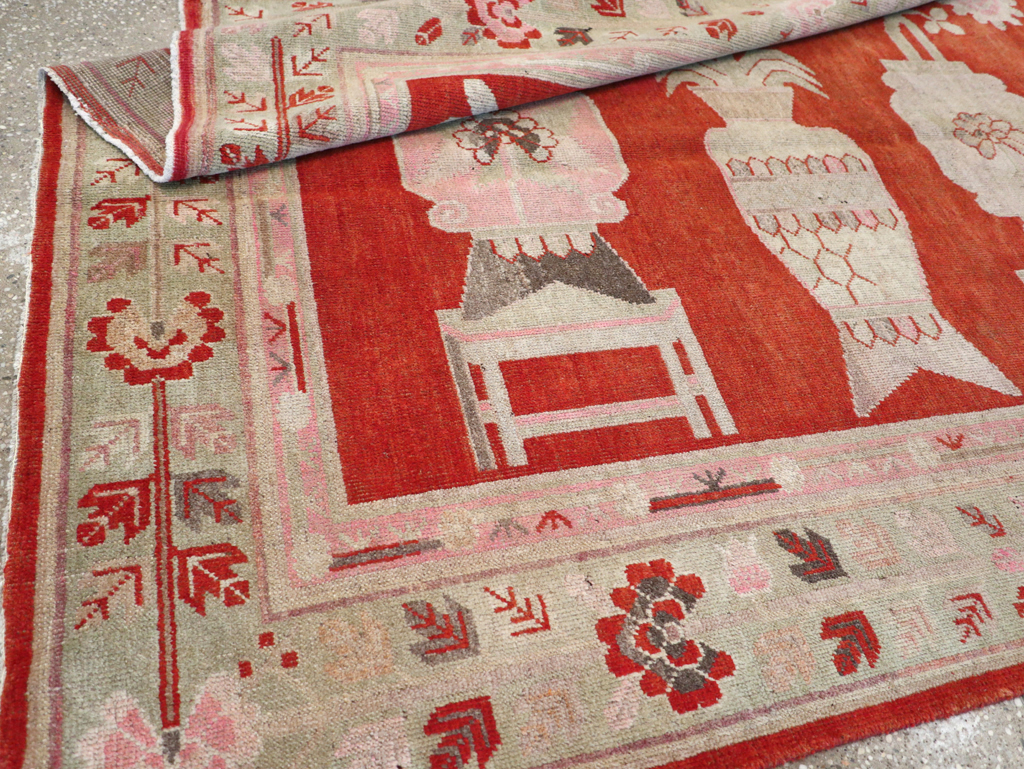 Vintage East Turkestan Khotan Pictorial Rug, No.25881 - Gsblank