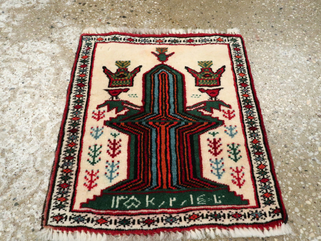 Vintage Persian Pictorial Baluch rug, No.25887 - Gsblank