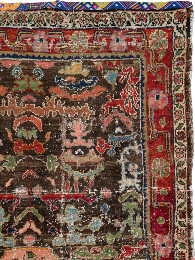 Vintage Persian Hamadan Distressed Rug, No.25920 - Gsblank