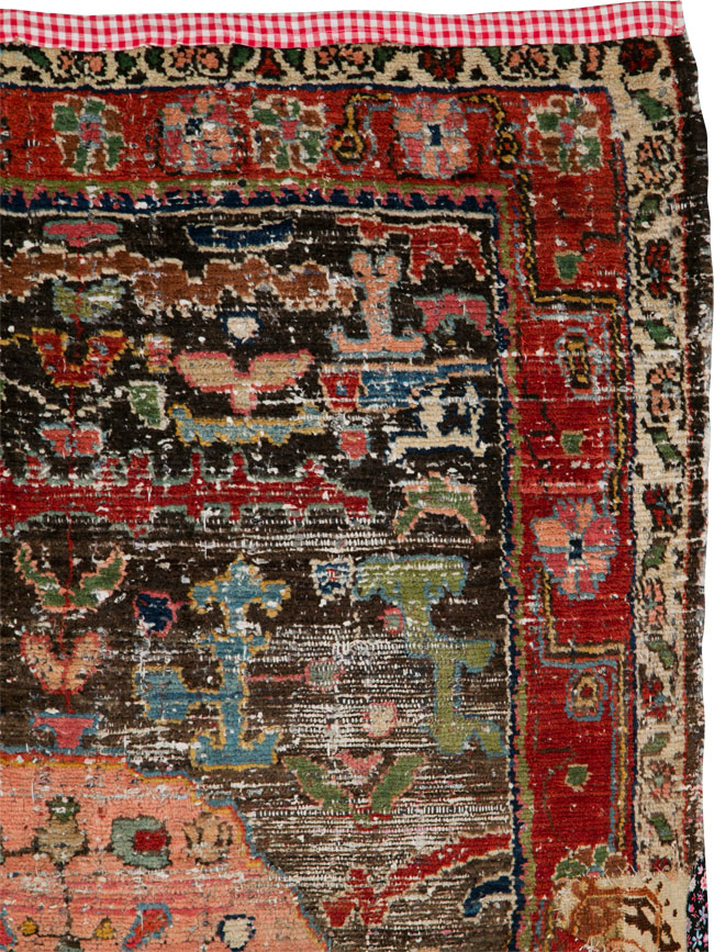 Vintage Persian Hamadan Distressed Rug, No.25920 - Gsblank