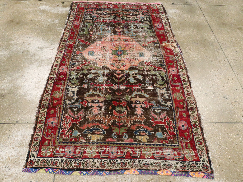Vintage Persian Hamadan Distressed Rug, No.25920 - Gsblank