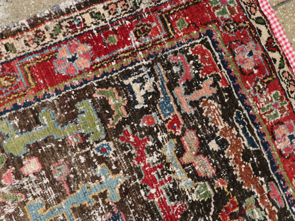 Vintage Persian Hamadan Distressed Rug, No.25920 - Gsblank
