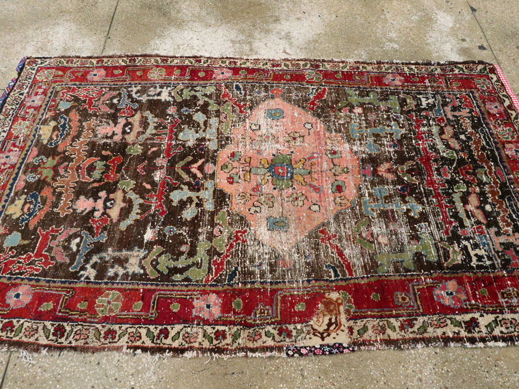 Vintage Persian Hamadan Distressed Rug, No.25920 - Gsblank