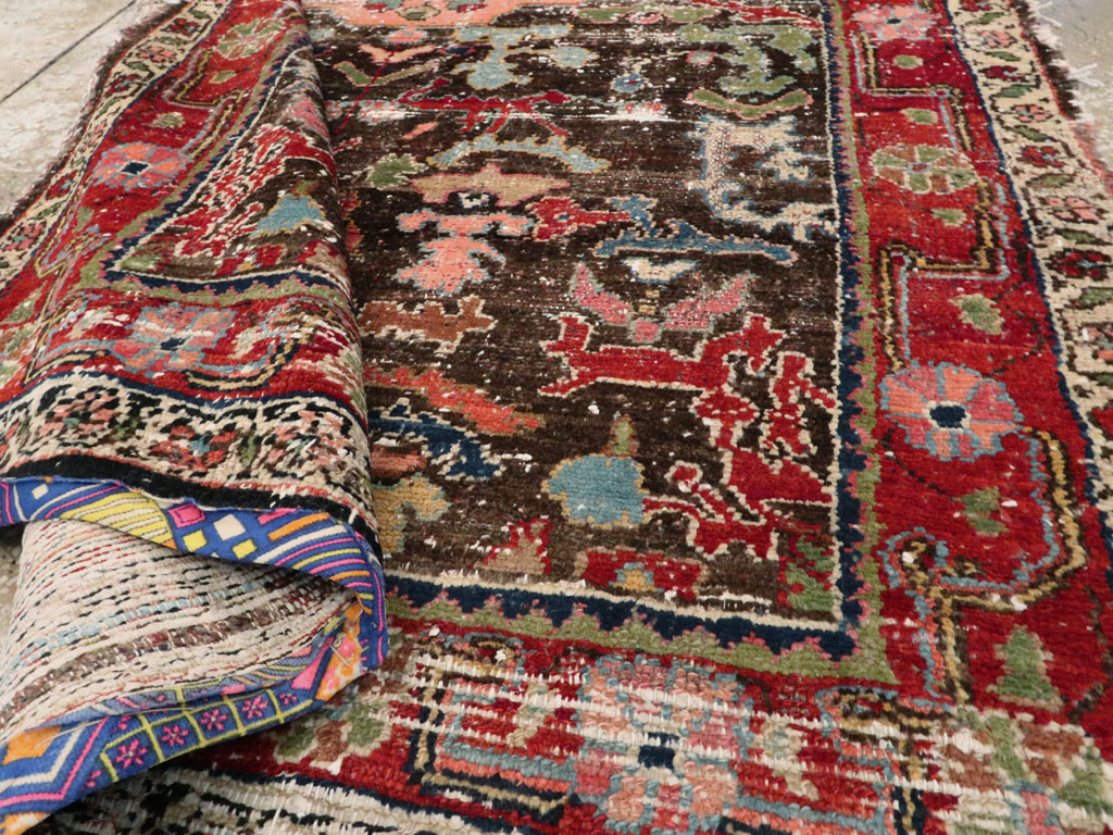 Vintage Persian Hamadan Distressed Rug, No.25920 - Gsblank