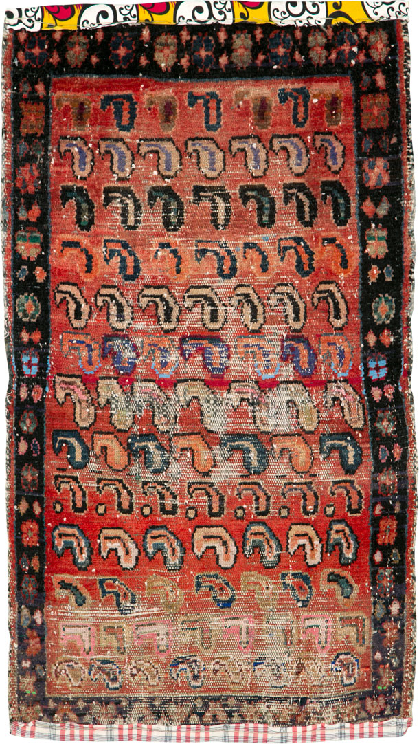 Vintage Persian Hamadan Distressed Rug, No.25926 - Gsblank