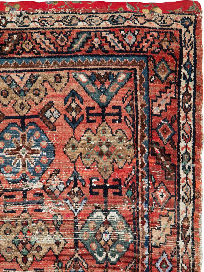 Vintage Persian Hamadan Distressed Rug, No.25928 - Gsblank