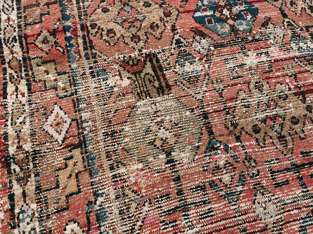 Vintage Persian Hamadan Distressed Rug, No.25928 - Gsblank