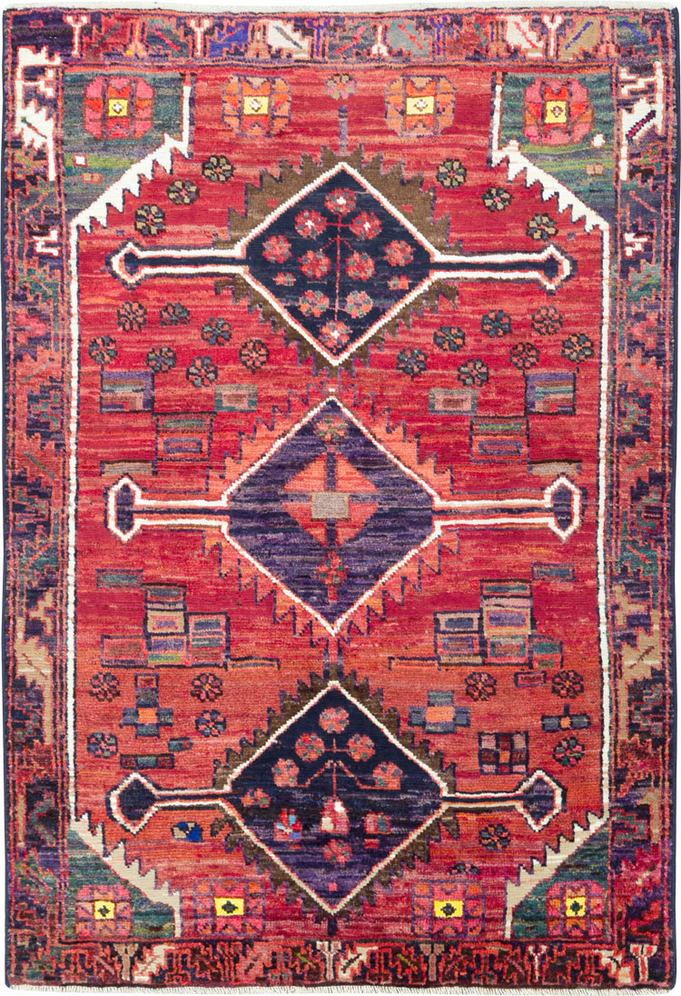 Vintage Persian Kurd Throw Rug, No.25956 - Gsblank