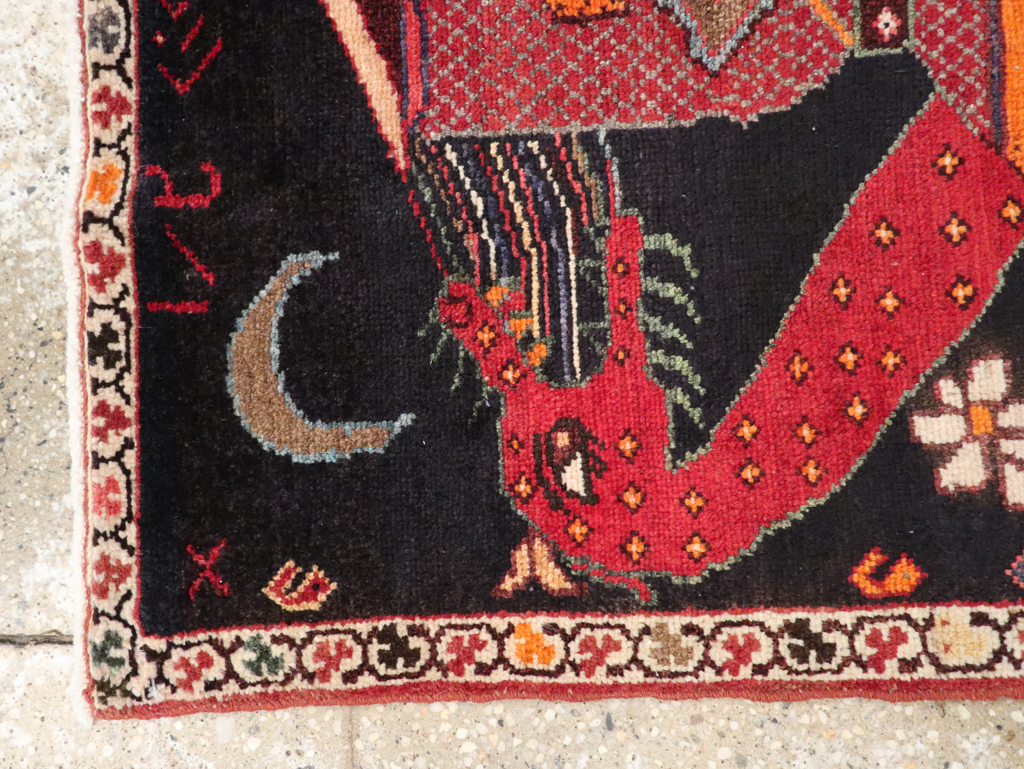 Vintage Persian Pictorial Hamadan Rug, No.25979 - Gsblank