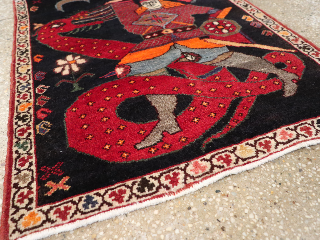 Vintage Persian Pictorial Hamadan Rug, No.25979 - Gsblank