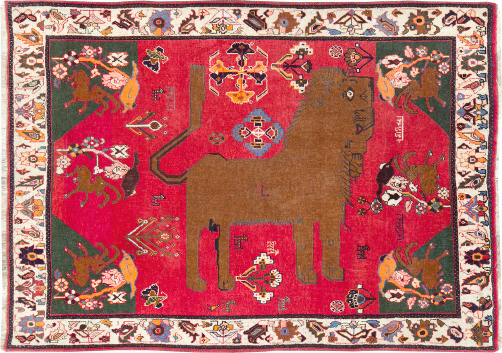 Vintage Persian Pictorial Shiraz Rug, No.25985 - Gsblank