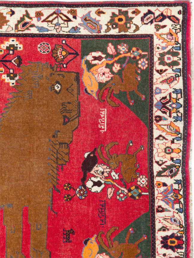 Vintage Persian Pictorial Shiraz Rug, No.25985 - Gsblank