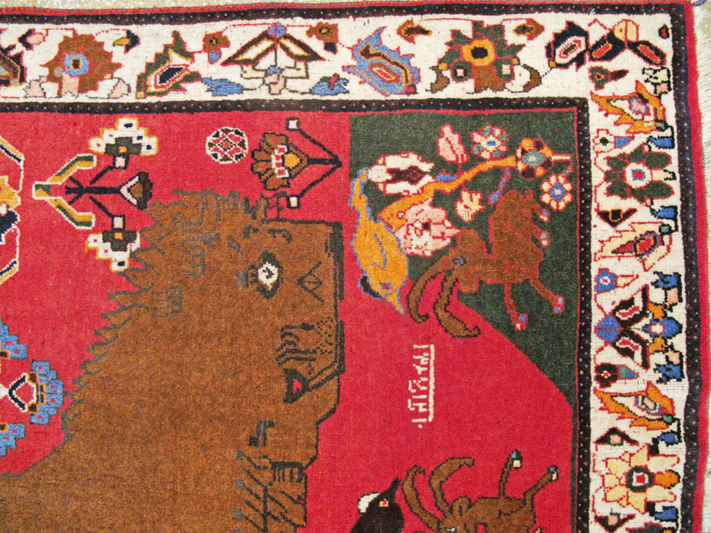 Vintage Persian Pictorial Shiraz Rug, No.25985 - Gsblank