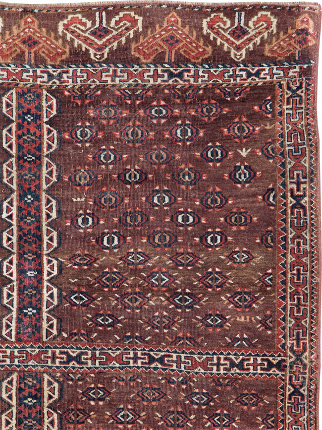 Antique Central Asian Tekke Tribal Accent Rug, No.25991 - Gsblank
