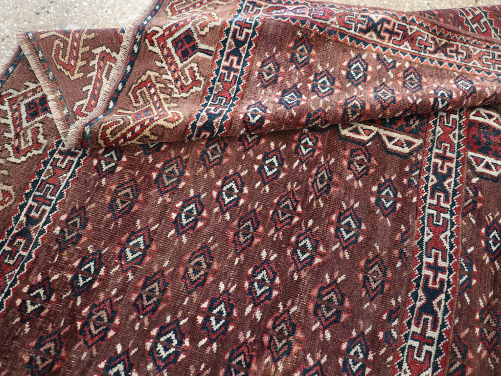 Antique Central Asian Tekke Tribal Accent Rug, No.25991 - Gsblank