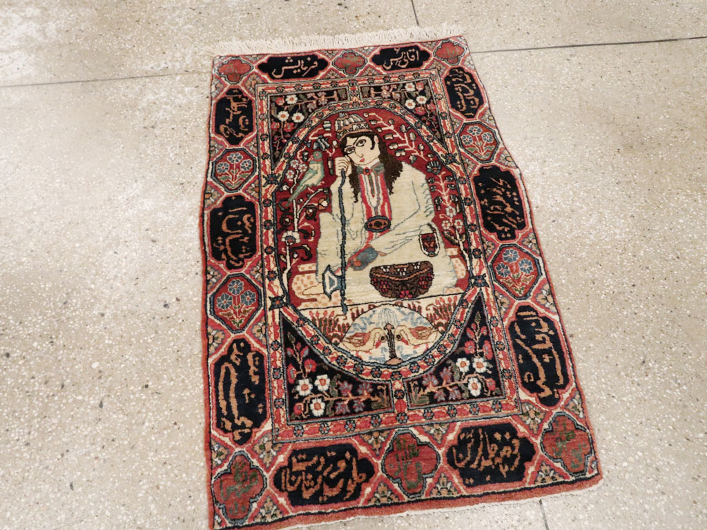 Antique Persian Dabir Kashan Pictorial Rug, No.26002 - Gsblank
