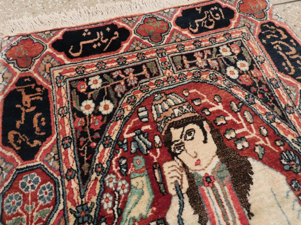 Antique Persian Dabir Kashan Pictorial Rug, No.26002 - Gsblank