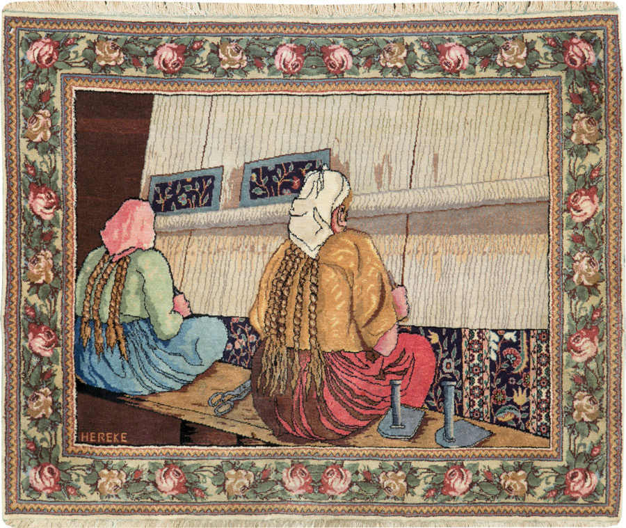 Vintage Persian Tabriz Pictorial Rug, No.26005 - Gsblank