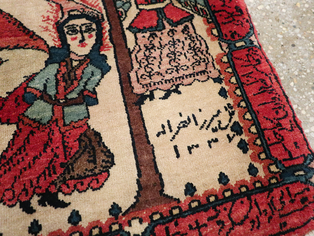 Antique Persian Sarouk Pictorial Rug, No.26006 - Gsblank