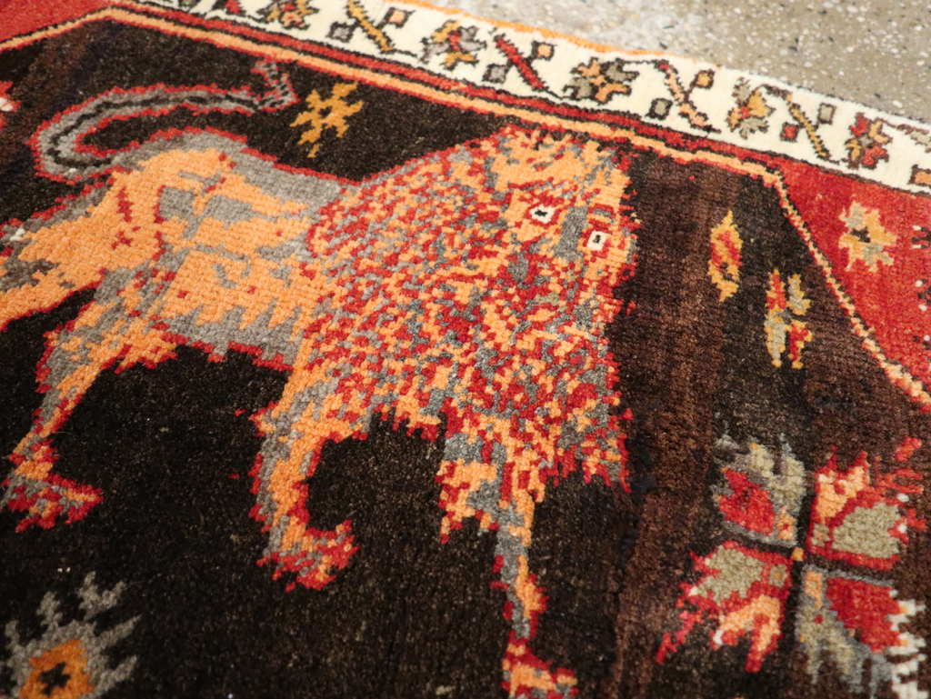 Vintage Turkish Anatolian Pictorial Throw Rug, No.26011 - Gsblank