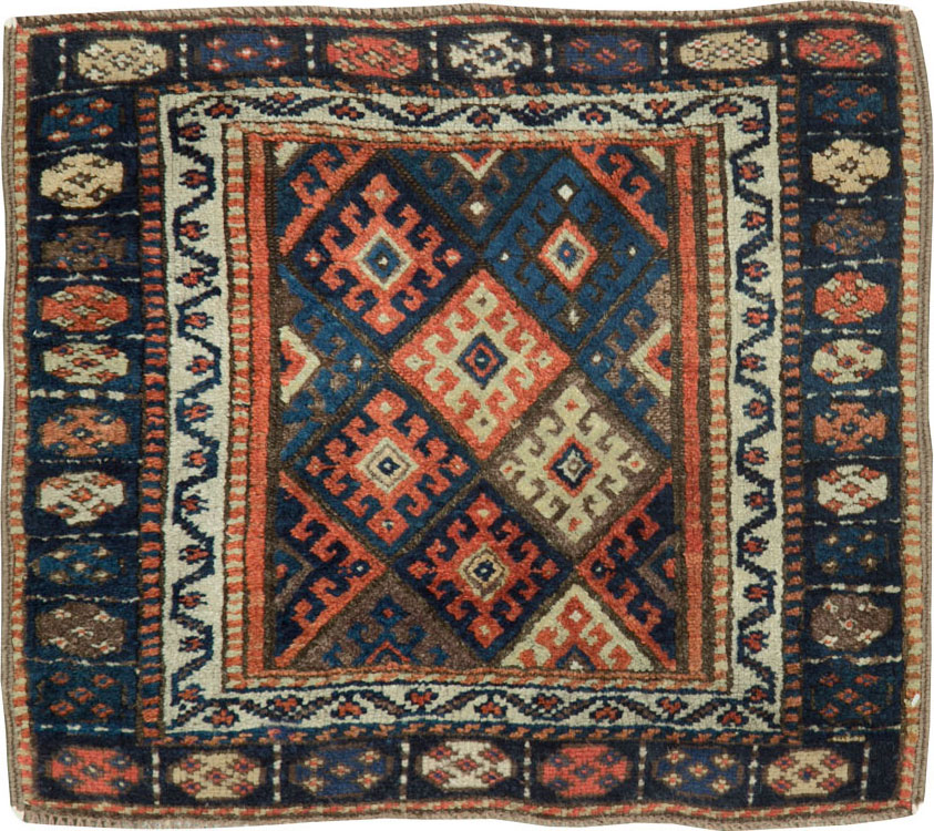 Antique Persian Jaff Kurd Square Throw Rug, No.26024 - Gsblank