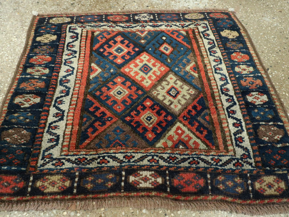 Antique Persian Jaff Kurd Square Throw Rug, No.26024 - Gsblank