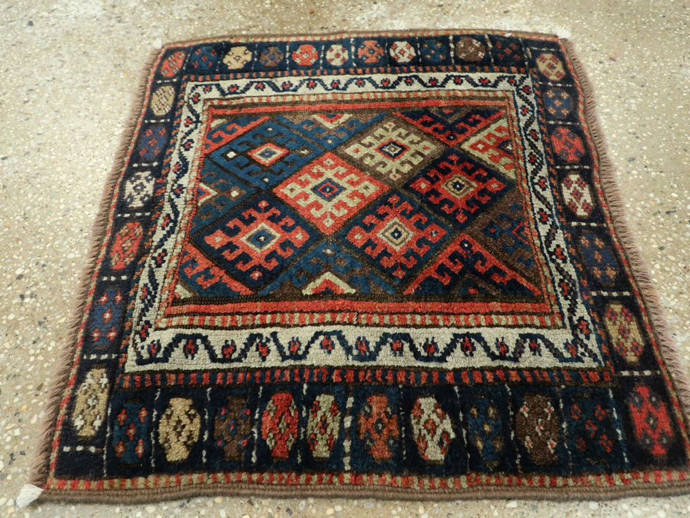 Antique Persian Jaff Kurd Square Throw Rug, No.26024 - Gsblank