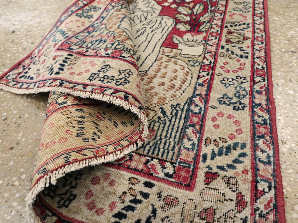 Antique Persian Pictorial Lavar Kerman Rug, No.26026 - Gsblank