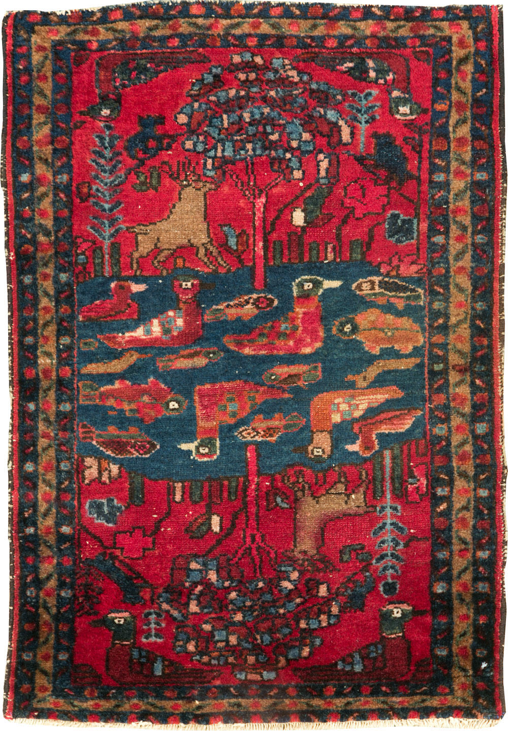 Vintage Persian Lilihan Pictorial Rug, No.26029 - Gsblank