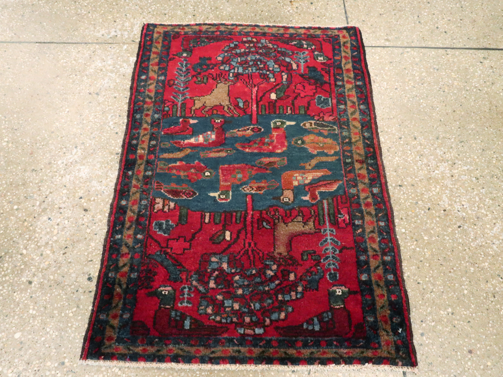 Vintage Persian Lilihan Pictorial Rug, No.26029 - Gsblank