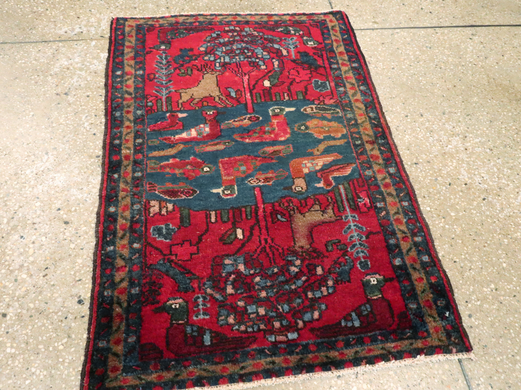 Vintage Persian Lilihan Pictorial Rug, No.26029 - Gsblank