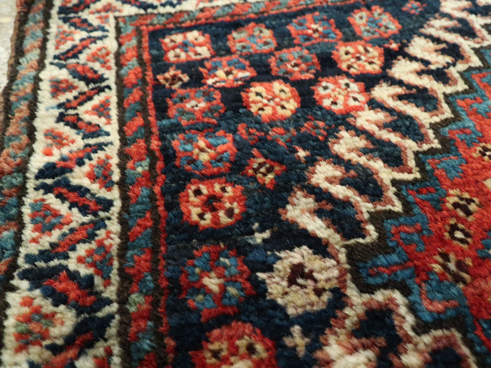 Antique Persian Qashqai Square Throw Rug, No.26038 - Gsblank