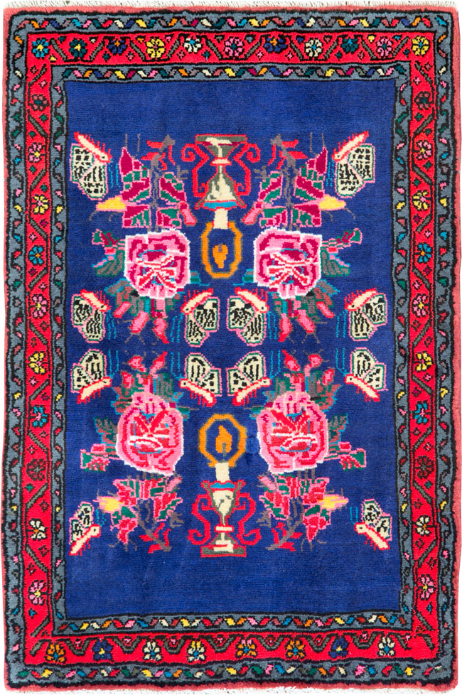 Vintage Persian Hamadan Throw Rug, No.26155 - Gsblank