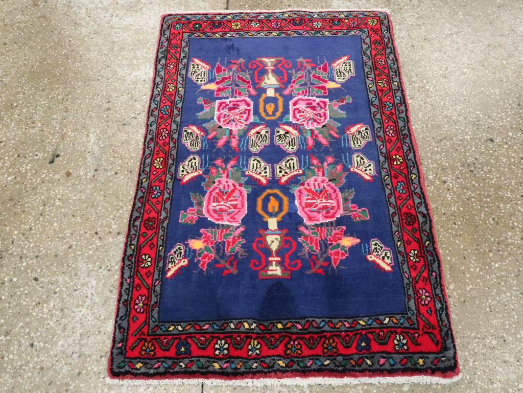 Vintage Persian Hamadan Throw Rug, No.26155 - Gsblank