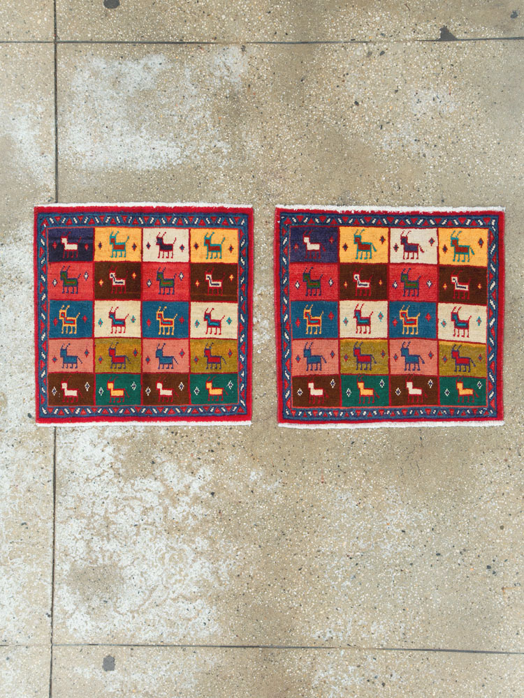 Vintage Persian Mahal Square Rug (Pair: 1 of 2), No.26292 - Gsblank