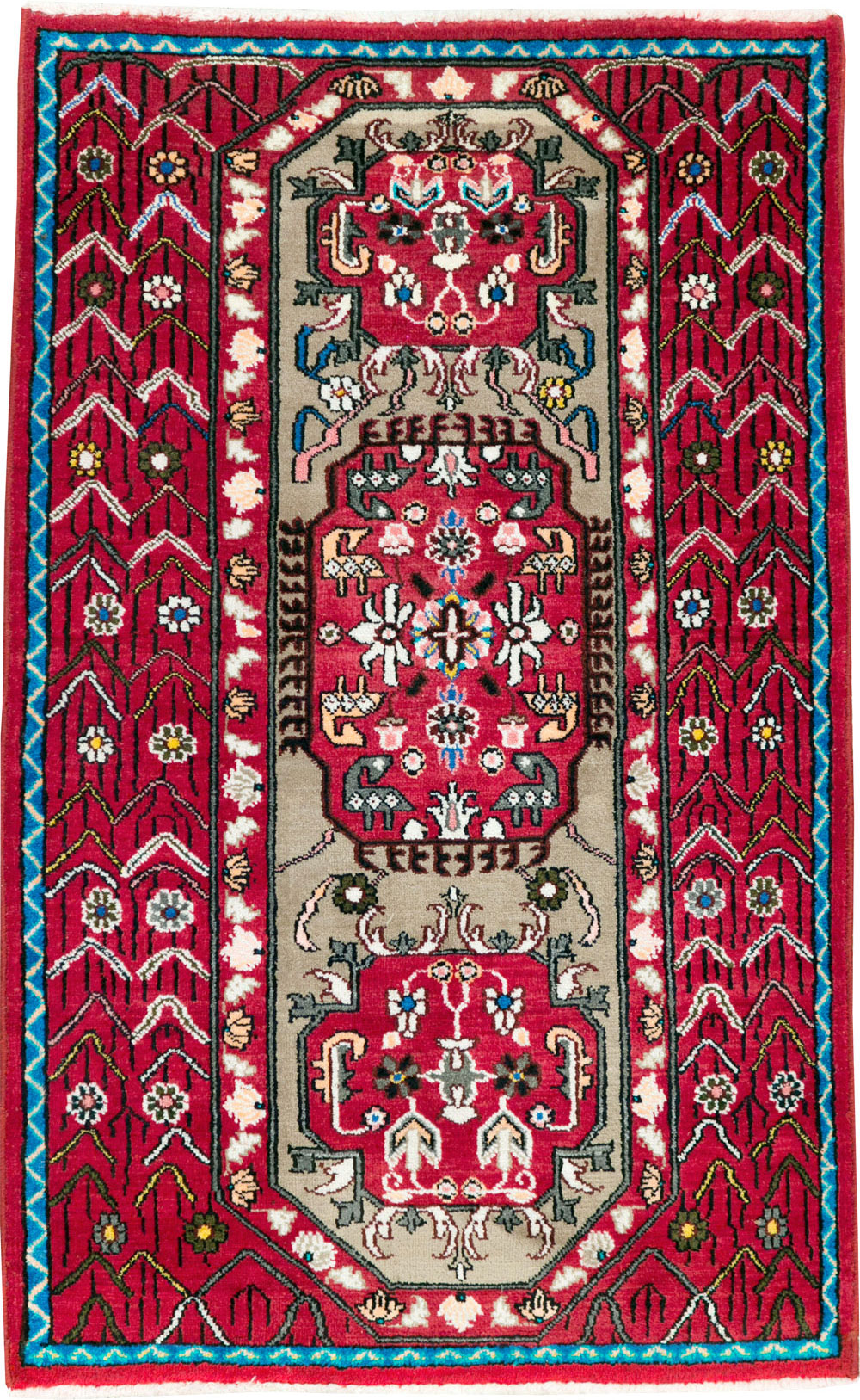 Vintage Persian Tabriz Throw Rug (Pair: 1 of 2), No.26315 - Gsblank