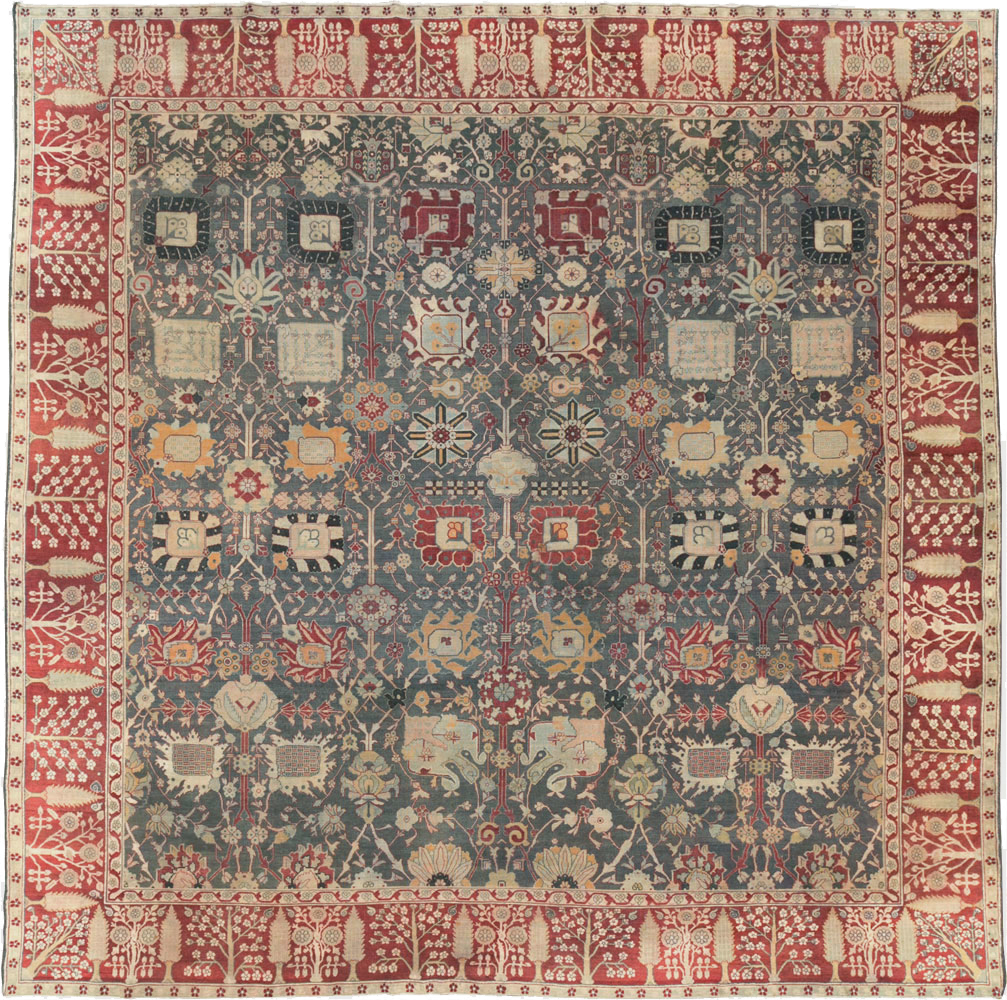Antique Indian Agra Large Square Carpet, No.26455 - Gsblank