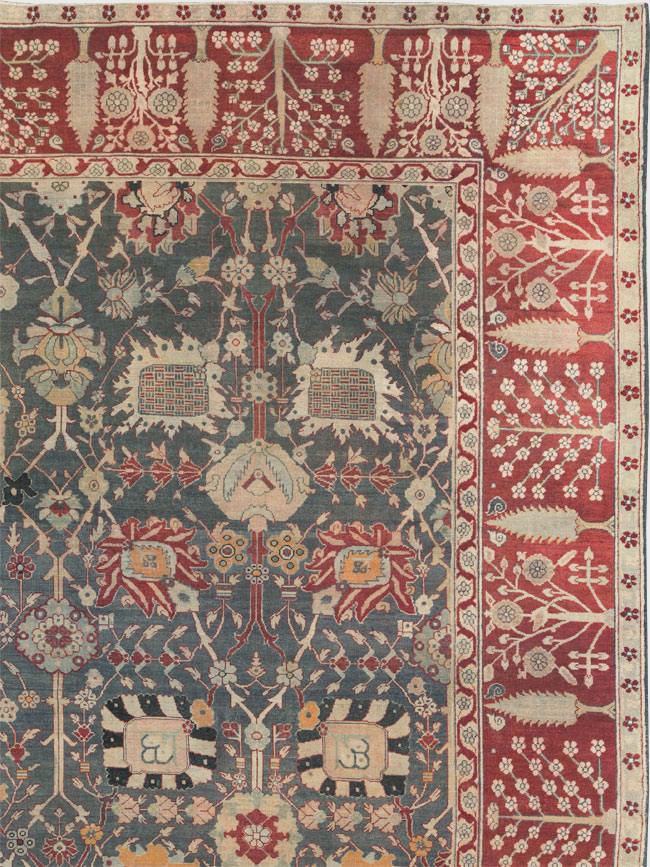 Antique Indian Agra Large Square Carpet, No.26455 - Gsblank