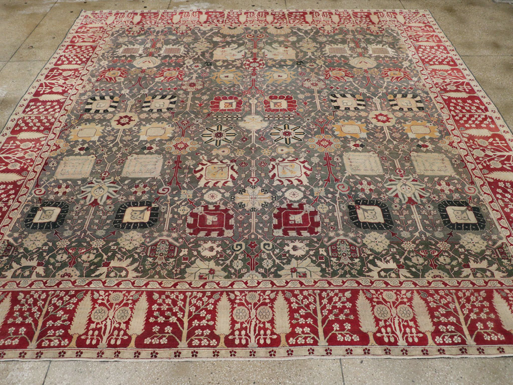 Antique Indian Agra Large Square Carpet, No.26455 - Gsblank