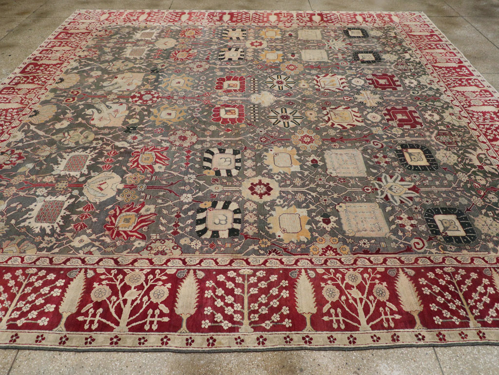 Antique Indian Agra Large Square Carpet, No.26455 - Gsblank
