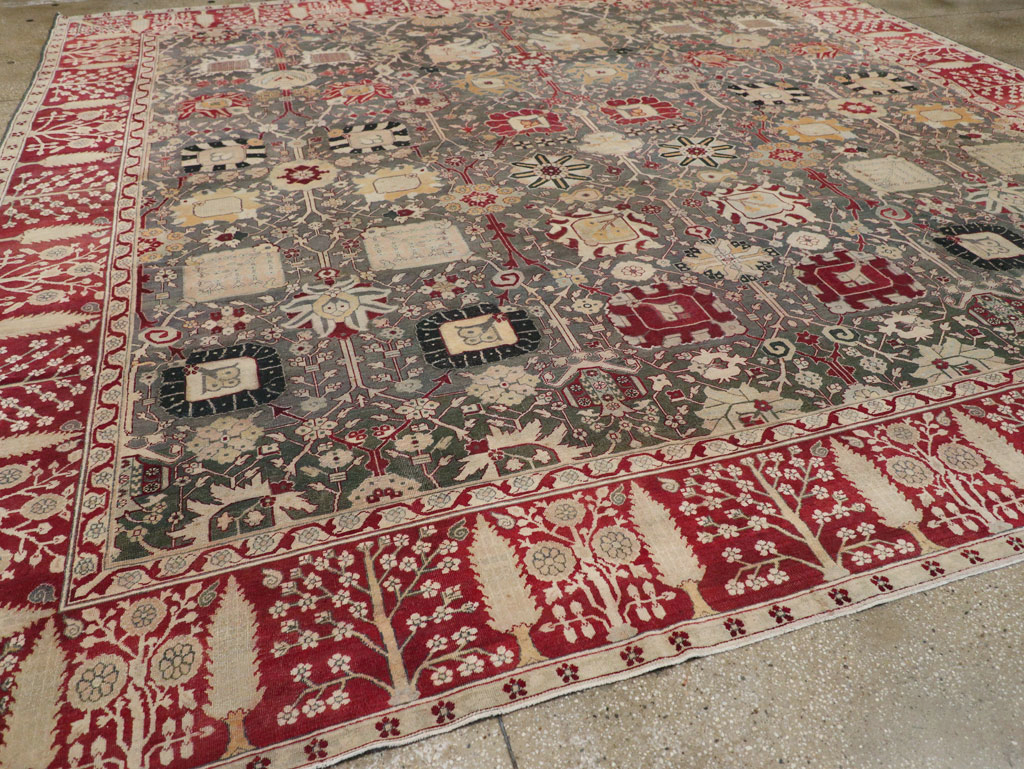 Antique Indian Agra Large Square Carpet, No.26455 - Gsblank