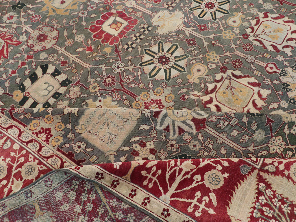 Antique Indian Agra Large Square Carpet, No.26455 - Gsblank