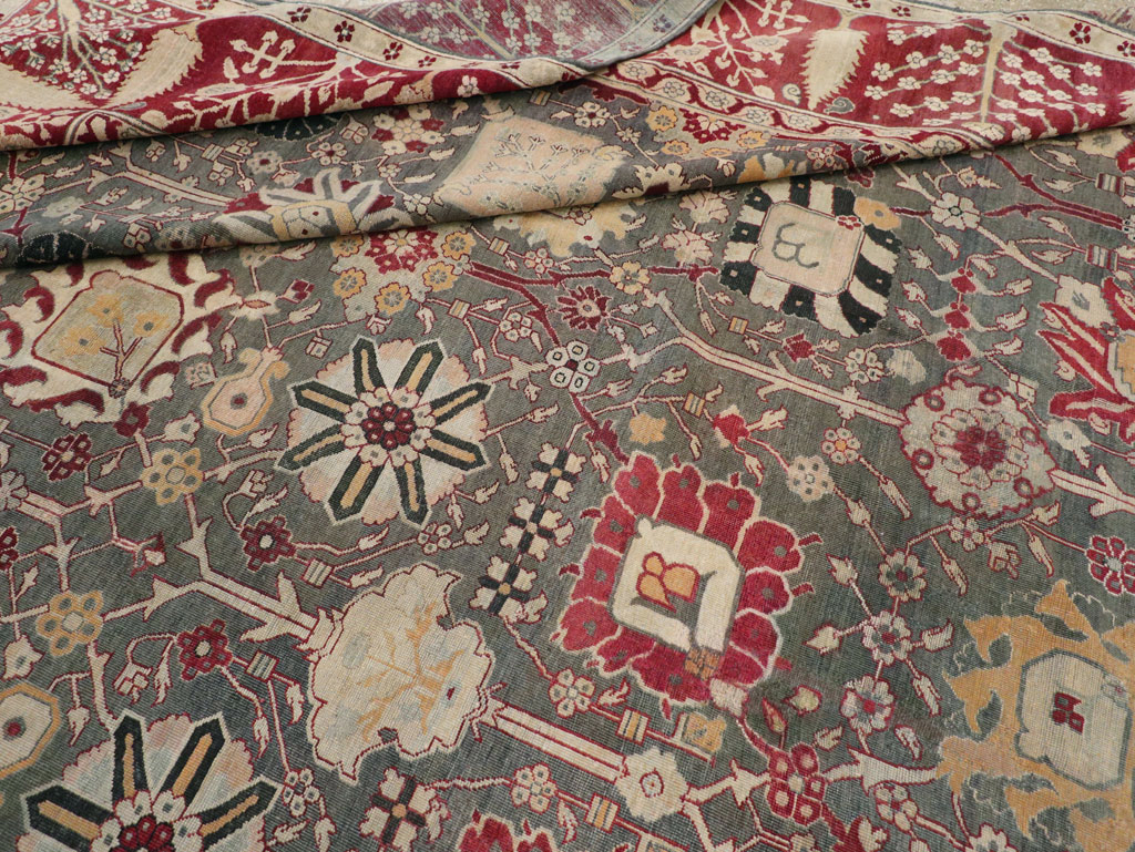 Antique Indian Agra Large Square Carpet, No.26455 - Gsblank