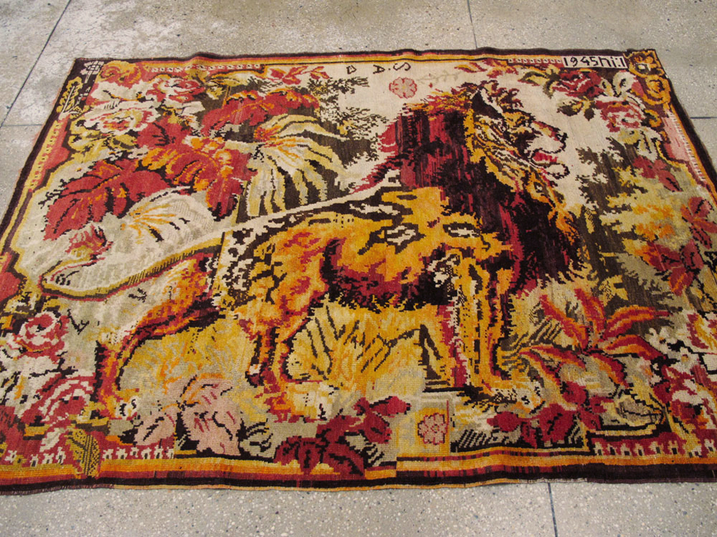 Vintage Pictorial Karabagh Rug, No.26458 - Gsblank